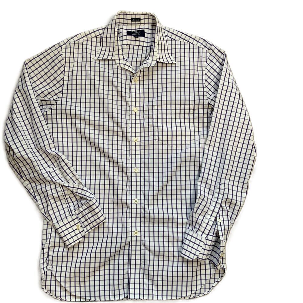 J. Crew White Purple Mens Long Sleeve Button Up Dress Shirt Sz M Preppy Academia